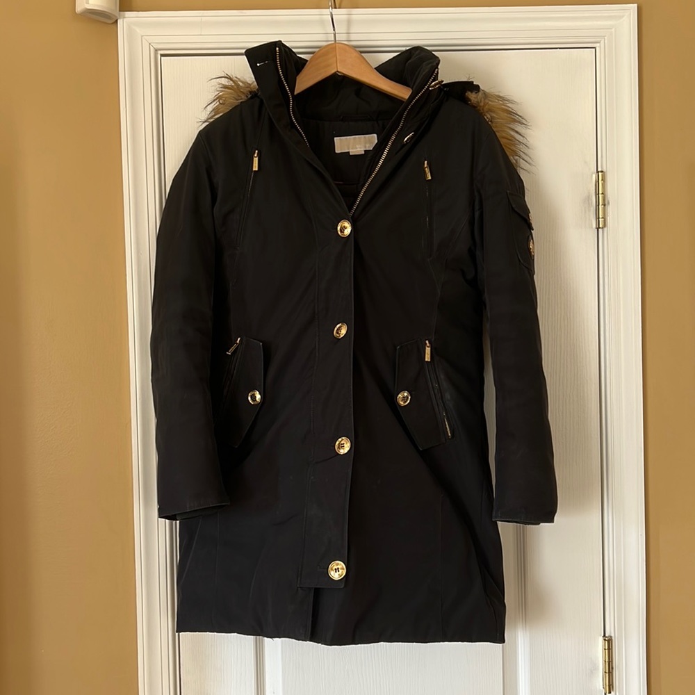 Michael Kors Women’s Black Parka with removable Hood